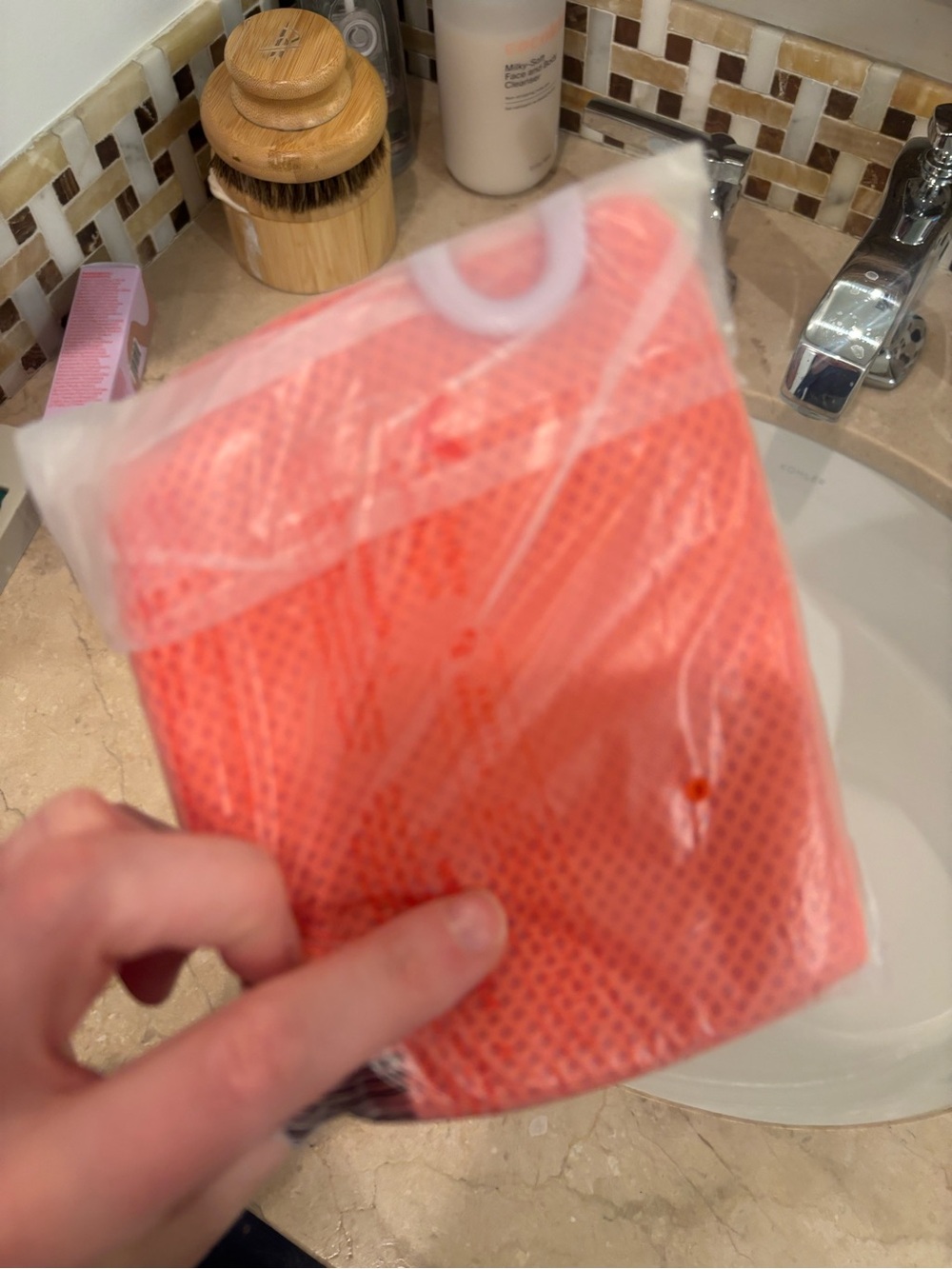Tower 28 Coral Orange Mesh Bag